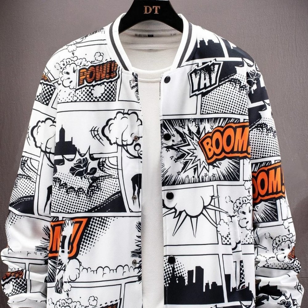 White Mens Bomber Jacket - Picture 1 of 8